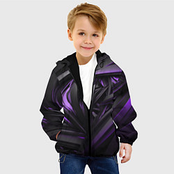 Куртка с капюшоном детская Черно-фиолетовые объекты, цвет: 3D-черный — фото 2