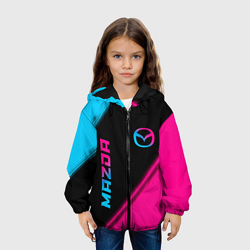 Детская куртка Mazda - neon gradient: надпись, символ / 3D-Черный – фото 3