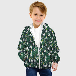 Куртка с капюшоном детская Сочная текстура из подснежников, цвет: 3D-белый — фото 2
