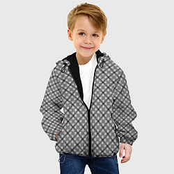 Куртка с капюшоном детская Серый узор в косую клетку, цвет: 3D-черный — фото 2