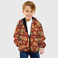 Куртка с капюшоном детская Кусочки пиццы ассорти - акварельный паттерн, цвет: 3D-черный — фото 2