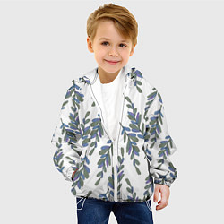 Куртка с капюшоном детская Акварельные веточки на белом - паттерн, цвет: 3D-белый — фото 2