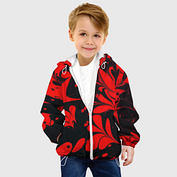 Куртка с капюшоном детская Красно-черный узор, цвет: 3D-белый — фото 2