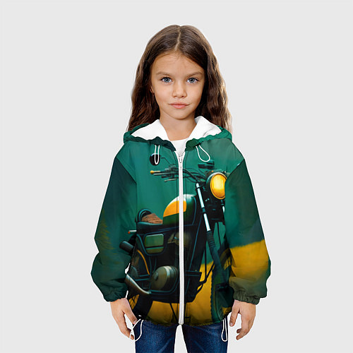 Детская куртка Мотоцикл в лесу / 3D-Белый – фото 3