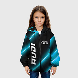 Куртка с капюшоном детская Audi неоновые лампы, цвет: 3D-черный — фото 2