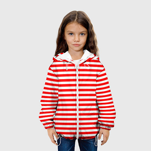 Детская куртка Ярко красные полосы / 3D-Белый – фото 3