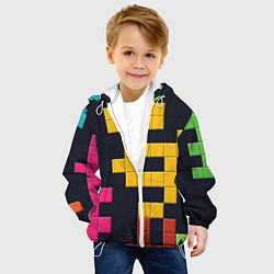 Куртка с капюшоном детская Узор Тетрис абстракции, цвет: 3D-белый — фото 2