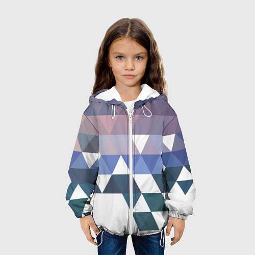 Детская куртка Абстрактные разноцветные треугольники в паттерне / 3D-Белый – фото 3