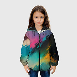 Куртка с капюшоном детская Абстрактный туман, цвет: 3D-черный — фото 2