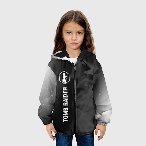 Детская куртка Tomb Raider glitch на темном фоне: по-вертикали / 3D-Черный – фото 3