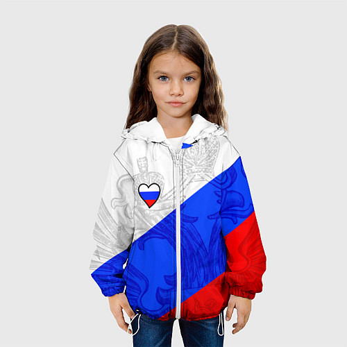 Детская куртка Сердечко - Россия / 3D-Белый – фото 3