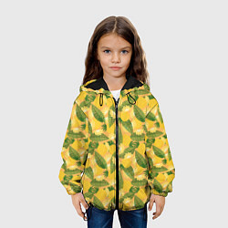 Куртка с капюшоном детская Летний паттерн с ананасами, цвет: 3D-черный — фото 2