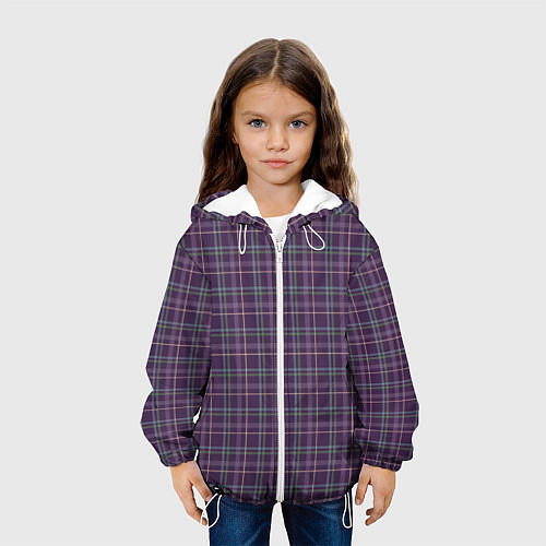 Детская куртка Джентльмены Шотландка темно-фиолетовая / 3D-Белый – фото 3