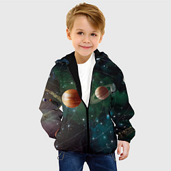 Куртка с капюшоном детская Планетная система, цвет: 3D-черный — фото 2