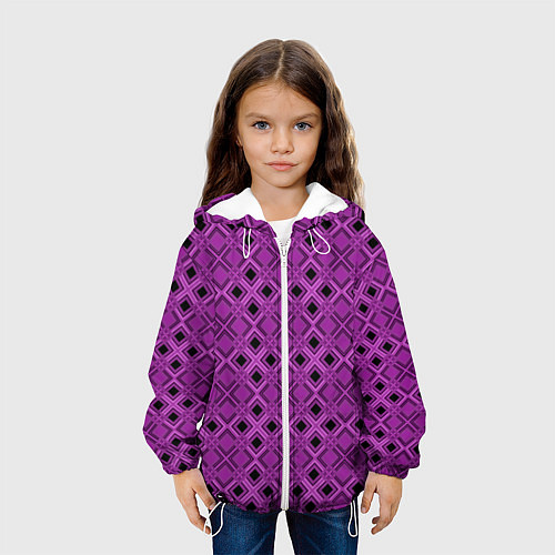 Детская куртка Геометрический узор в пурпурных и лиловых тонах / 3D-Белый – фото 3