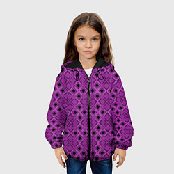 Куртка с капюшоном детская Геометрический узор в пурпурных и лиловых тонах, цвет: 3D-черный — фото 2
