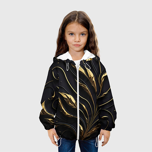 Детская куртка Золотой орнамент на черном / 3D-Белый – фото 3