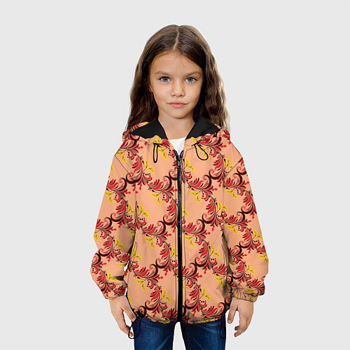 Детская куртка Абстрактный винтажный растительный орнамент / 3D-Черный – фото 3