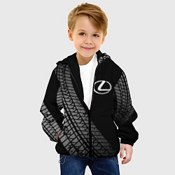Куртка с капюшоном детская Lexus tire tracks, цвет: 3D-черный — фото 2