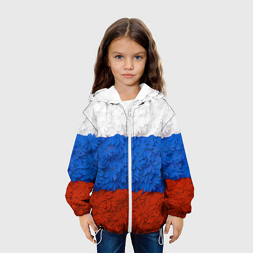 Детская куртка Флаг Российской Федерации из цветов / 3D-Белый – фото 3