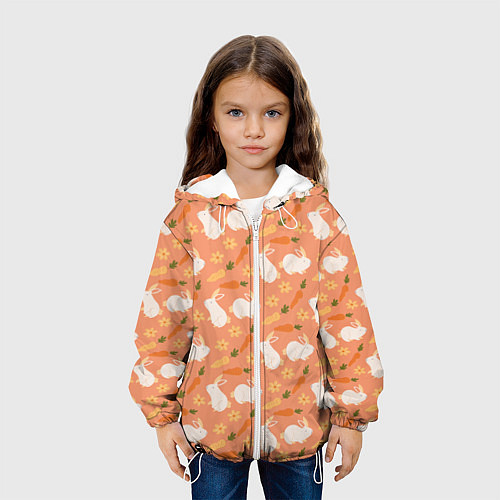 Детская куртка Зайцы с морковью паттерн / 3D-Белый – фото 3