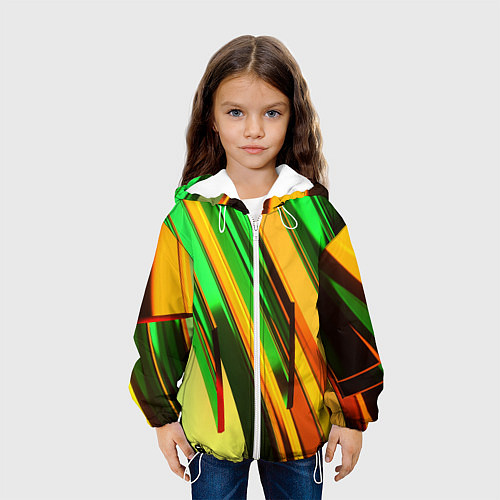 Детская куртка Зелёные и оранжевые пластины / 3D-Белый – фото 3