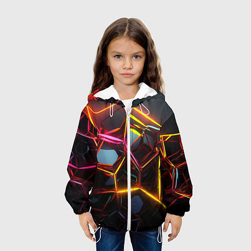 Детская куртка Неоновые трубки абстракция / 3D-Белый – фото 3