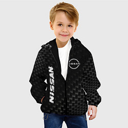 Куртка с капюшоном детская Nissan карбоновый фон, цвет: 3D-черный — фото 2