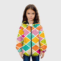 Куртка с капюшоном детская Весёлые ромбики, цвет: 3D-черный — фото 2