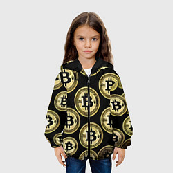 Куртка с капюшоном детская Монеты биткоина, цвет: 3D-черный — фото 2