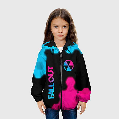 Детская куртка Fallout - neon gradient: надпись, символ / 3D-Черный – фото 3