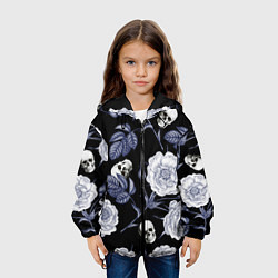 Куртка с капюшоном детская Черепа с розами, цвет: 3D-черный — фото 2