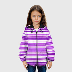 Куртка с капюшоном детская Фиолетовые полосы, цвет: 3D-черный — фото 2
