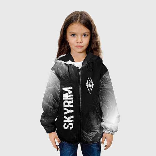 Детская куртка Skyrim glitch на темном фоне: надпись, символ / 3D-Черный – фото 3