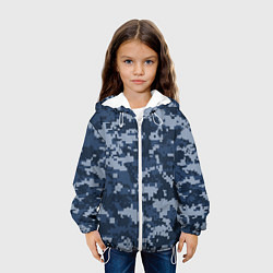 Куртка с капюшоном детская Сине - черный камуфляж, цвет: 3D-белый — фото 2