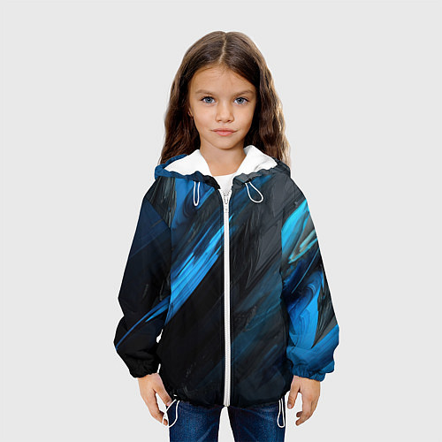 Детская куртка Синяя краска на черном фоне / 3D-Белый – фото 3