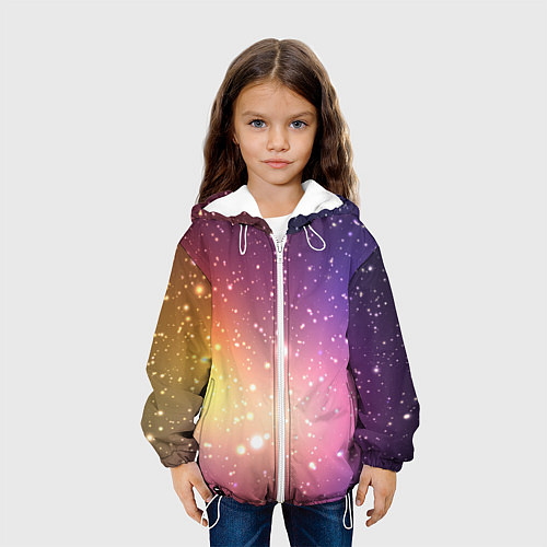 Детская куртка Желто фиолетовое свечение и звезды / 3D-Белый – фото 3