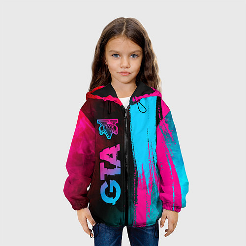 Детская куртка GTA - neon gradient: по-вертикали / 3D-Черный – фото 3