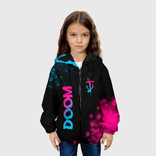 Детская куртка Doom - neon gradient: надпись, символ / 3D-Черный – фото 3