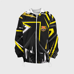 Куртка с капюшоном детская ФК Барселона эмблема, цвет: 3D-белый