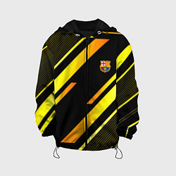 Куртка с капюшоном детская ФК Барселона эмблема, цвет: 3D-черный