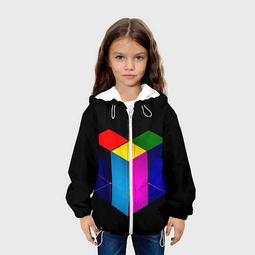 Детская куртка Многосторонний цветной куб / 3D-Белый – фото 3