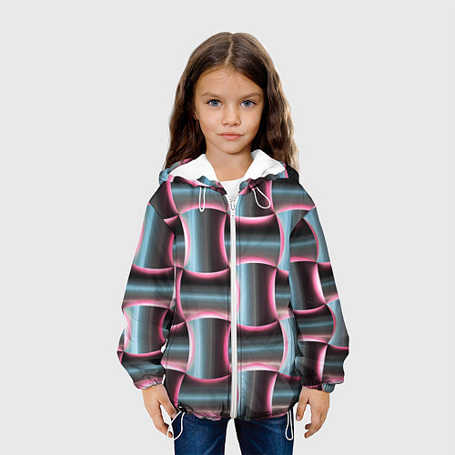 Детская куртка Множество полурозовых изогнутых четырёхугольников / 3D-Белый – фото 3