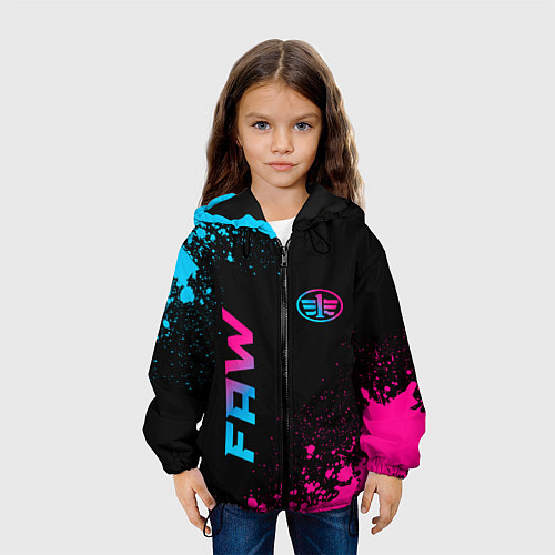 Детская куртка FAW - neon gradient: надпись, символ / 3D-Черный – фото 3