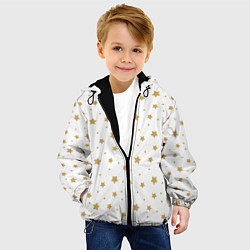 Куртка с капюшоном детская Бежевые звездочки на белом фоне, цвет: 3D-черный — фото 2