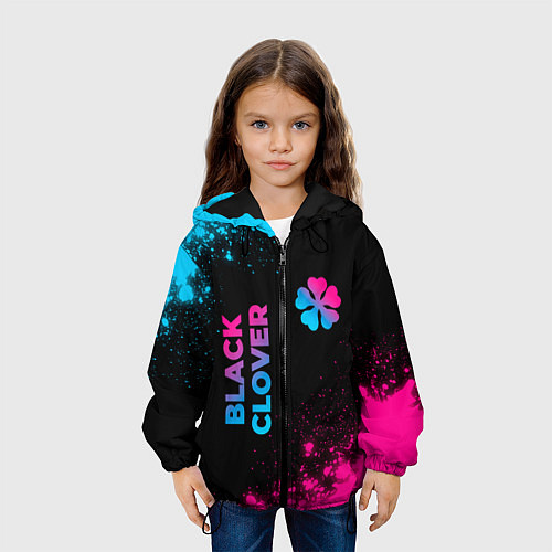 Детская куртка Black Clover - neon gradient: надпись, символ / 3D-Черный – фото 3