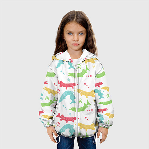 Детская куртка Красочные щучки / 3D-Белый – фото 3
