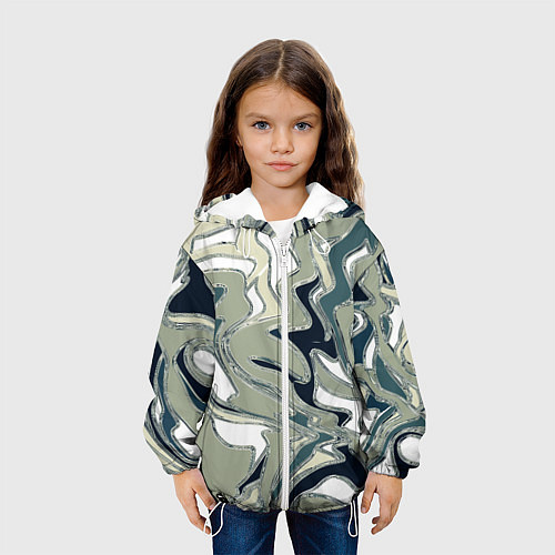 Детская куртка Абстракция оливковый / 3D-Белый – фото 3