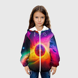 Куртка с капюшоном детская Неоновое солнце, цвет: 3D-белый — фото 2