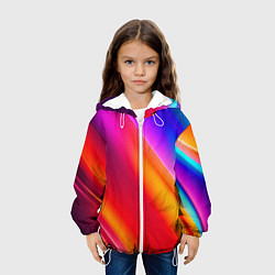 Куртка с капюшоном детская Неоновая радуга, цвет: 3D-белый — фото 2